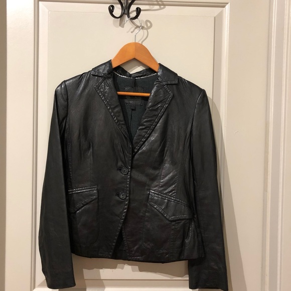 Banana Republic Jackets & Blazers - Banana republic Black leather blazer, si…